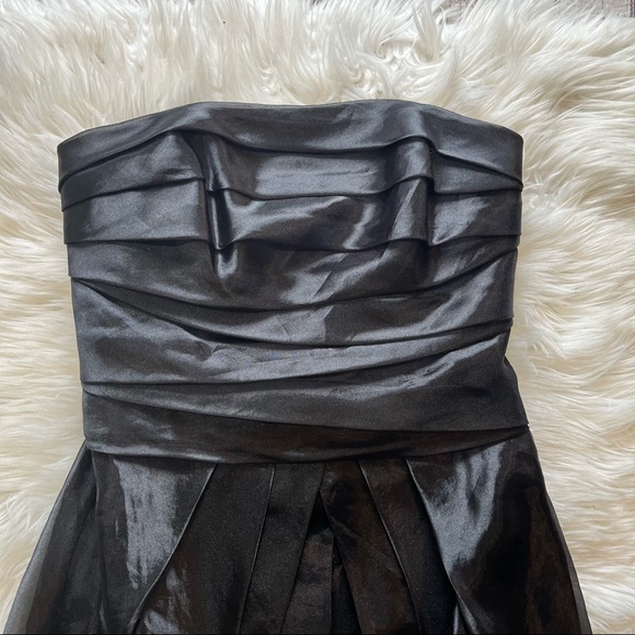White by Vera Wang Black Pleated Chiffon Strapless Cocktail Dress Size 4 - Picture 2 of 7